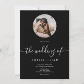 エレガントなクラシックなブラック&ホワイトの写真スクリプト結婚式 招待状 (正面)
