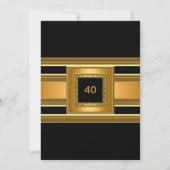 エレガントなクラシックな誕生日パーティー エレガントなゴールド ブラック 招待状 (裏面)