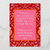 エレガントなクラシックな赤ピンク 箔シーズンカード (裏面)