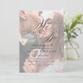 エレガントなクラシックカリグラフィー写真「私たちはまだ愛し合っている」 招待状 (スタンド正面)