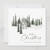 エレガントなクラシッククリスマス冬の森コーポレート シーズンカード (正面)