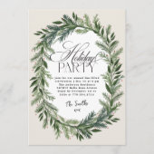 エレガントなクラシッククリスマス ボタニカル ホリデーパーティー 招待状 (正面)