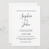 エレガントなクラシックブラック＆ホワイトの結婚式招待状 招待状 (正面/裏面)