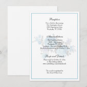 エレガントなクラシックブルーの花柄の結婚式の披露宴 招待状 (正面/裏面)