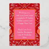 エレガントなクラシックレッドピンク 箔シーズンカード (裏面)