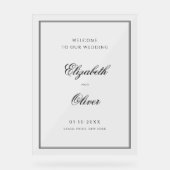 エレガントなクラシック書道結婚式へようこそ アクリルサイン (正面)