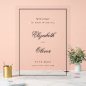 エレガントなクラシック書道結婚式へようこそ アクリルサイン (ウェディング)