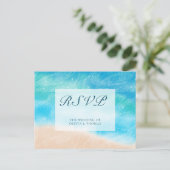 エレガントなクラシック水彩画ビーチウェディング食事 RSVP インビテーションポストカード (スタンド正面)