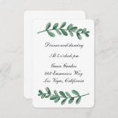 エレガントなクラシック水彩緑の葉の披露宴 案内状 (正面/裏面)