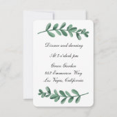 エレガントなクラシック ウォーターカラー 緑の葉の披露宴 案内状 (正面)