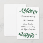 エレガントなクラシック ウォーターカラー 緑の葉 披露宴 案内状 (正面/裏面)