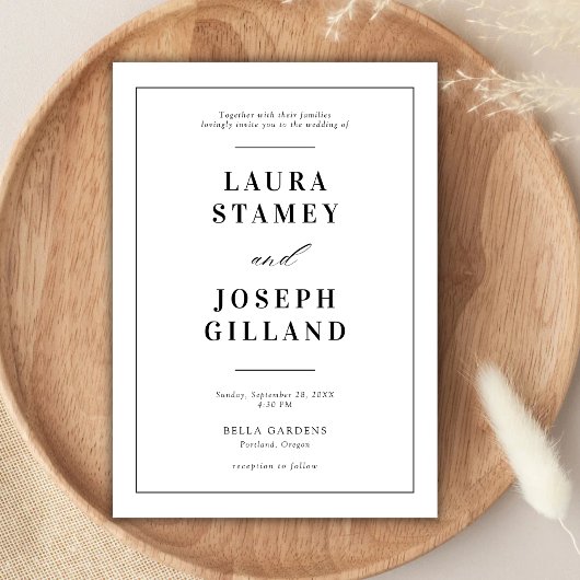 エレガントなクラシック ブラック＆ホワイト ウェディング 招待状