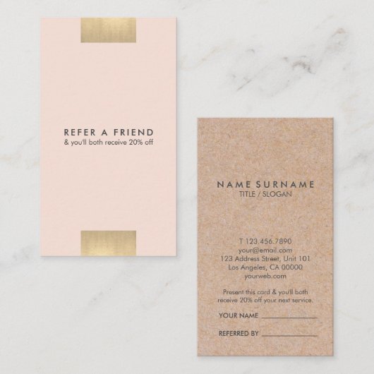 エレガントなクラフトによって印刷される金ゴールドの赤面の紹介の垂直 名刺 (正面/裏面)