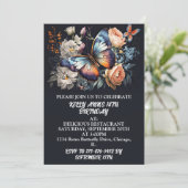 エレガントなクリエイティブバタフライ・アートの誕生日パーティー 招待状 (スタンド正面)