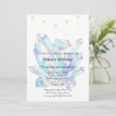 エレガントなクリスタルにインスパイアされた誕生日 招待状 (スタンド正面)