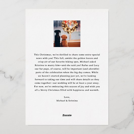 エレガントなクリスマスのエンゲージメント・カリグラフィー写真 箔シーズンカード (裏面)