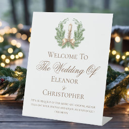 エレガントなクリスマスのキャンドルリースの結婚式 カスタム 台座サイン
