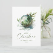 エレガントなクリスマスのサージェントグリーンオーナメントの挨 シーズンカード (スタンド正面)