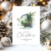 エレガントなクリスマスのサージェントグリーンオーナメントの挨 シーズンカード