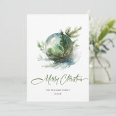 エレガントなクリスマスのサージェントグリーンオーナメントの挨 シーズンカード (スタンド正面)