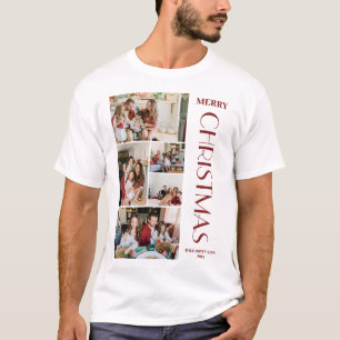 エレガントなクリスマスのシンプルな家族写真コラージュ Tシャツ