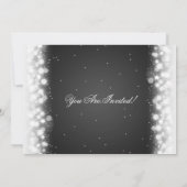 エレガントなクリスマスのディナー・パーティの魔法の輝きの黒 招待状 (裏面)