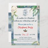 エレガントなクリスマスのパーティの招待状 サンキューカード (正面/裏面)