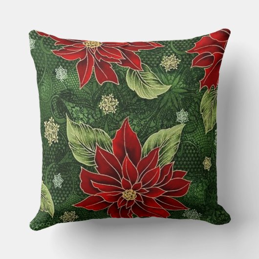 エレガントなクリスマスのポインセチアの装飾用クッション クッション (裏面)