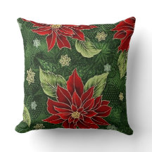 エレガントなクリスマスのポインセチアの装飾用クッション