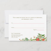 エレガントなクリスマスのポインセチア ギフト券 招待状 (裏面)