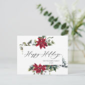 エレガントなクリスマスのポインセチア ホリデーグリーティング ポストカード (スタンド正面)