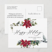 エレガントなクリスマスのポインセチア ホリデーグリーティング ポストカード (正面/裏面)