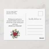 エレガントなクリスマスのポインセチア ホリデーグリーティング ポストカード (裏面)