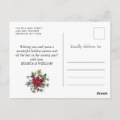 エレガントなクリスマスのポインセチア ホリデーグリーティング ポストカード (裏面)