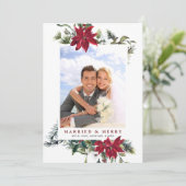 エレガントなクリスマスのポインセチア 写真 グリーティング シーズンカード (スタンド正面)