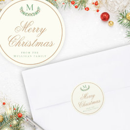 エレガントなクリスマスのモノグラムギフト包装 ラウンドシール