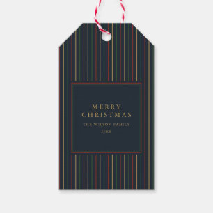 エレガントなクリスマスのヴィンテージストライプ ギフトタグ