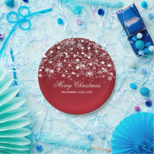 エレガントなクリスマスの休日のひもは赤をつけます ペーパープレート (パーティー)