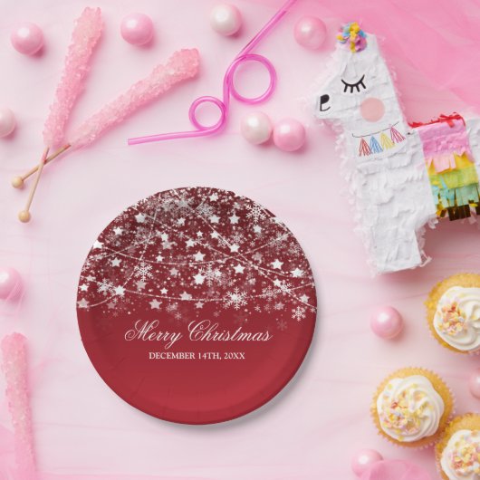 エレガントなクリスマスの休日のひもは赤をつけます ペーパープレート (パーティー)