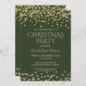 エレガントなクリスマスの休日のパーティの金ゴールドの緑のグリッター 招待状 (正面/裏面)