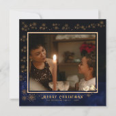 エレガントなクリスマスの写真 ネイビーブルー シーズンカード (正面)