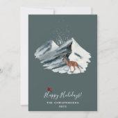 エレガントなクリスマスの冬の山の景色の写真 シーズンカード (正面)