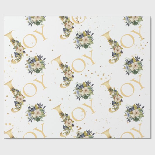 エレガントなクリスマスの喜びの花の金ゴールドのグリッター ラッピングペーパー (フラット)