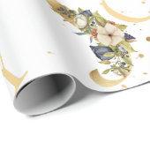 エレガントなクリスマスの喜びの花の金ゴールドのグリッター ラッピングペーパー (ロールコーナー)