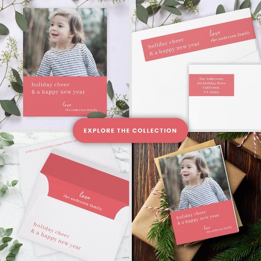 エレガントなクリスマスの喜び | ラズベリー レッド フォト シーズンカード