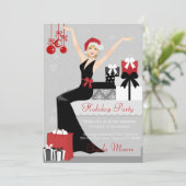 エレガントなクリスマスの招待状のパーティーのギフトの招待 招待状 (スタンド正面)