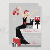 エレガントなクリスマスの招待状のパーティーのギフトの招待 招待状 (正面/裏面)