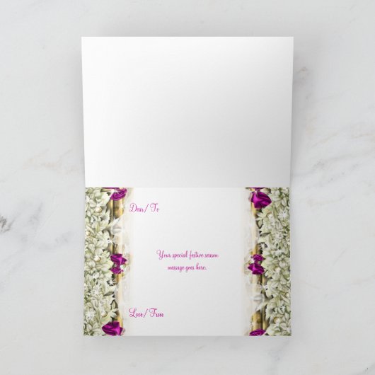 エレガントなクリスマスの挨拶メッセージのブランク シーズンカード (内部)