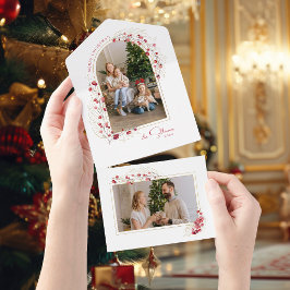 エレガントなクリスマスの植物アーチ写真 オールインワン招待状