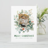 エレガントなクリスマスの水彩グリーン シーズンカード (スタンド正面)